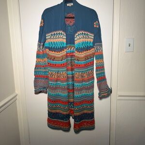 Ivko Women's Medium Colorful Patterned Cardigan Boho Open Front